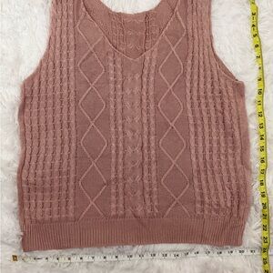 Bohemian style Sleeveless V-neck Knit Top Size L